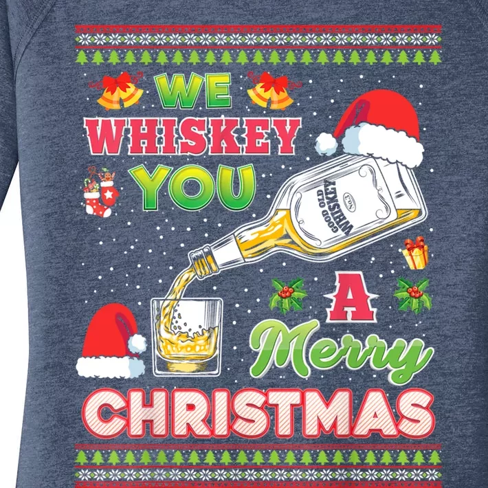 We Whiskey You A Merry Christmas Wish Pajama Ing Santa Gift Women's Perfect Tri Tunic Long Sleeve Shirt