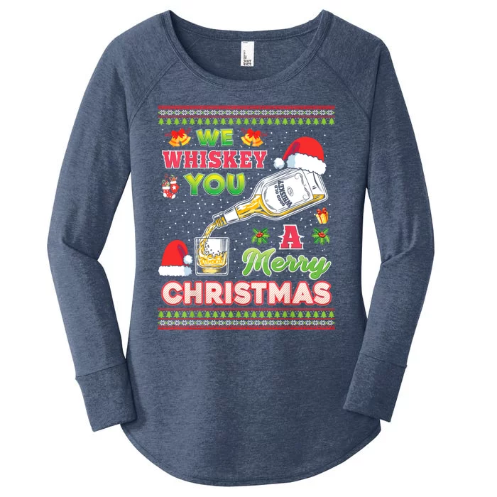 We Whiskey You A Merry Christmas Wish Pajama Ing Santa Gift Women's Perfect Tri Tunic Long Sleeve Shirt