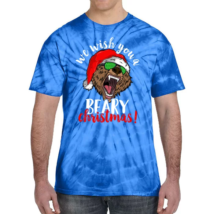 We Wish You A Beary Christmas Santa Bear Xmas Sunglasses Funny Gift Tie-Dye T-Shirt