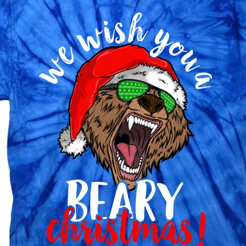 We Wish You A Beary Christmas Santa Bear Xmas Sunglasses Funny Gift Tie-Dye T-Shirt