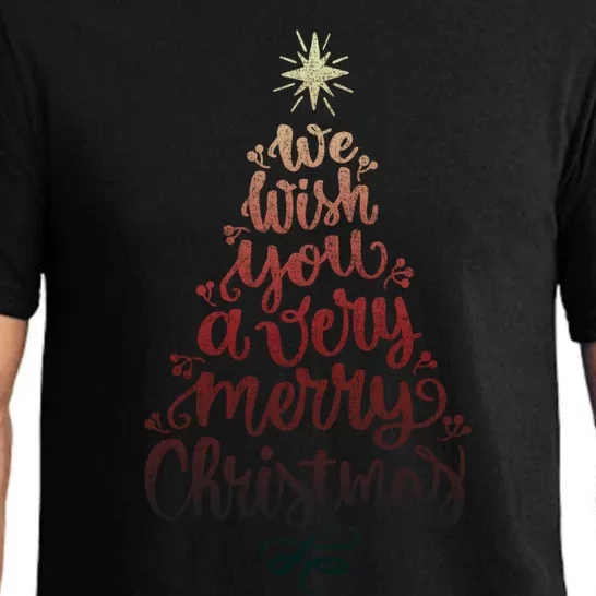 We Wish You A Very Merry Christmas Tree Xmas Gift Tee Cute Gift Pajama Set