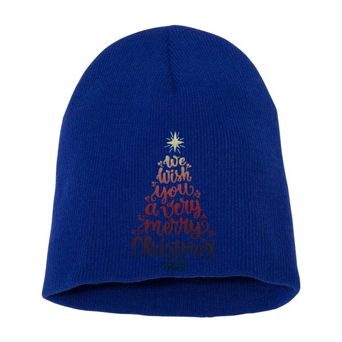 We Wish You A Very Merry Christmas Tree Xmas Gift Tee Cute Gift Short Acrylic Beanie