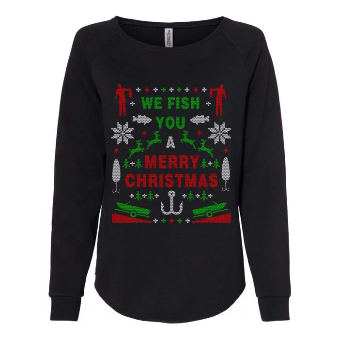 We Wish You A Merry Christmas Fishing Santa Claus Xmas Funny Gift Womens California Wash Sweatshirt