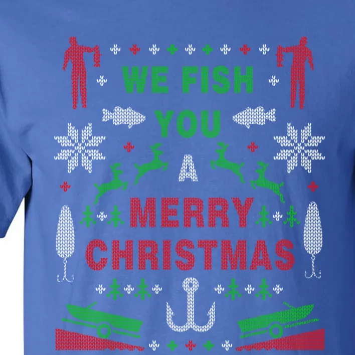 We Wish You A Merry Christmas Fishing Santa Claus Xmas Funny Gift Tall T-Shirt