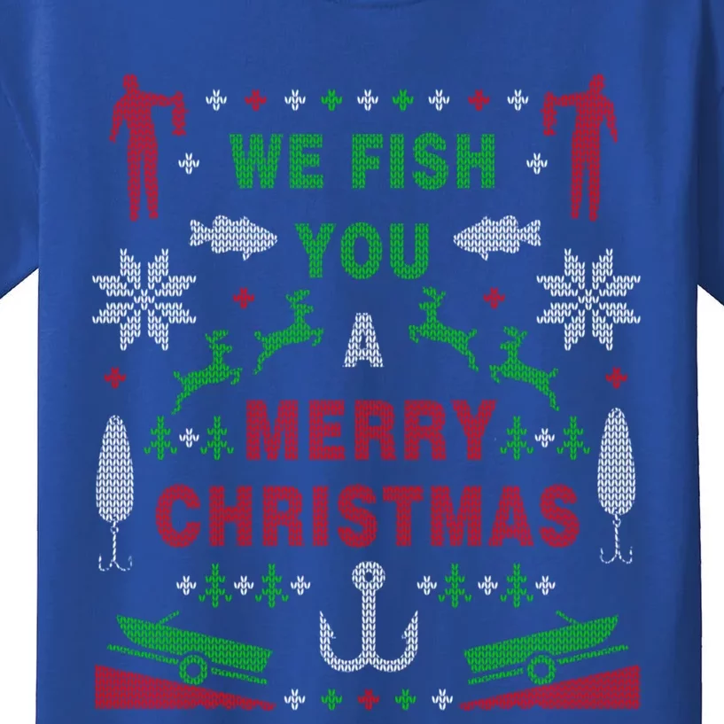 We Wish You A Merry Christmas Fishing Santa Claus Xmas Funny Gift Kids T-Shirt