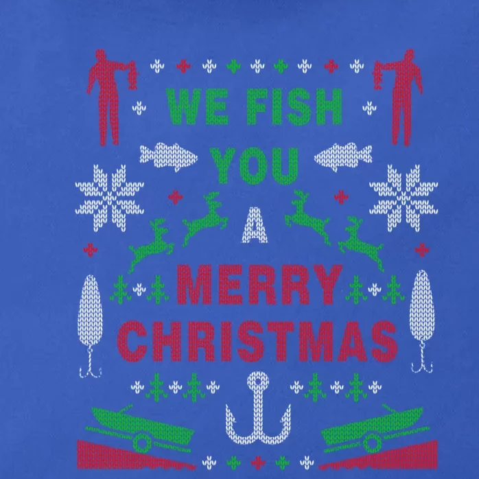 We Wish You A Merry Christmas Fishing Santa Claus Xmas Funny Gift Zip Tote Bag