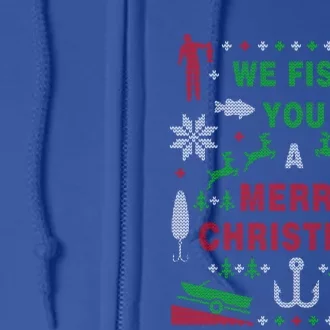 We Wish You A Merry Christmas Fishing Santa Claus Xmas Funny Gift Full Zip Hoodie