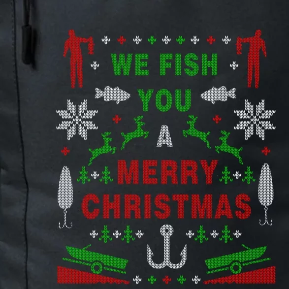 We Wish You A Merry Christmas Fishing Santa Claus Xmas Funny Gift Daily Commute Backpack