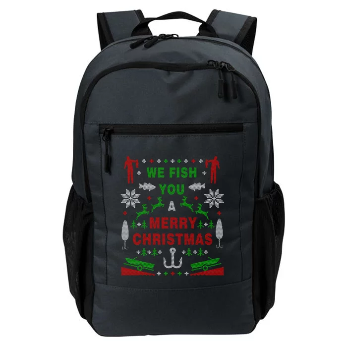 We Wish You A Merry Christmas Fishing Santa Claus Xmas Funny Gift Daily Commute Backpack