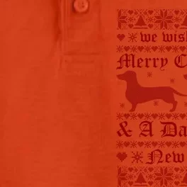 We Wish You A Merry Christmas Dachshund Ugly Sweater Pajama Gift Dry Zone Grid Performance Polo