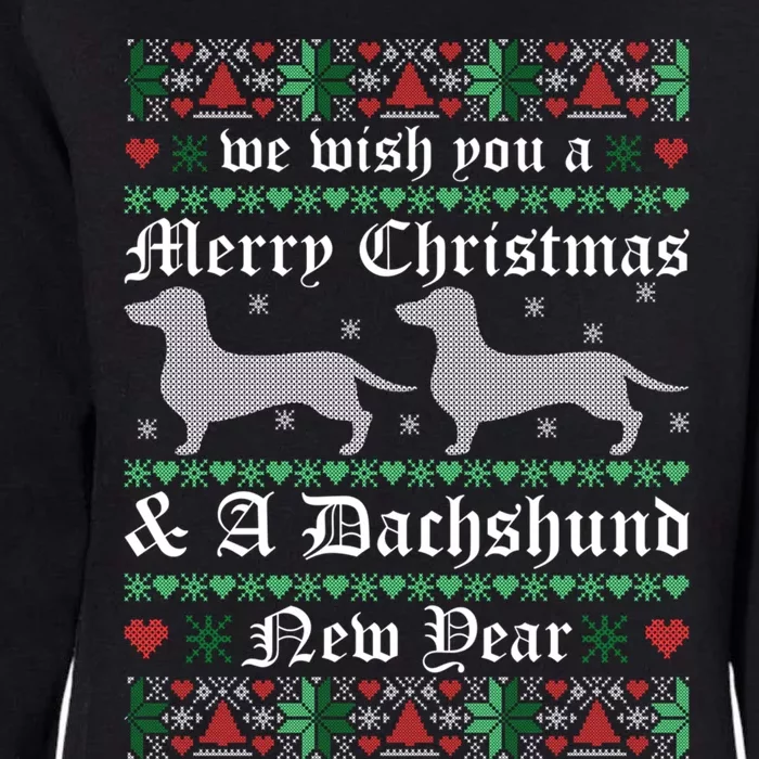 We Wish You A Merry Christmas Dachshund Ugly Sweater Pajama Funny Gift Womens California Wash Sweatshirt