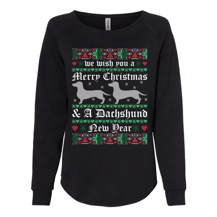 We Wish You A Merry Christmas Dachshund Ugly Sweater Pajama Funny Gift Womens California Wash Sweatshirt