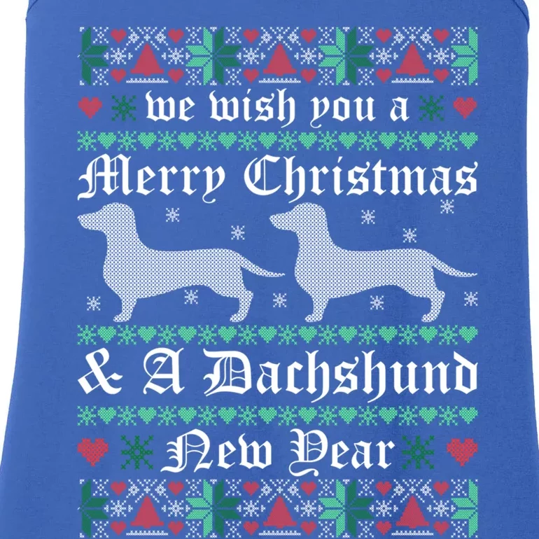 We Wish You A Merry Christmas Dachshund Ugly Sweater Pajama Funny Gift Ladies Essential Tank