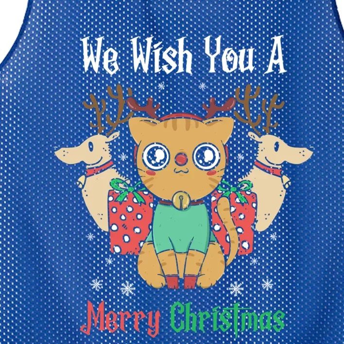 We Wish You A Merry Christmas Retro Cute Cat Lover Present Gift Mesh Reversible Basketball Jersey Tank