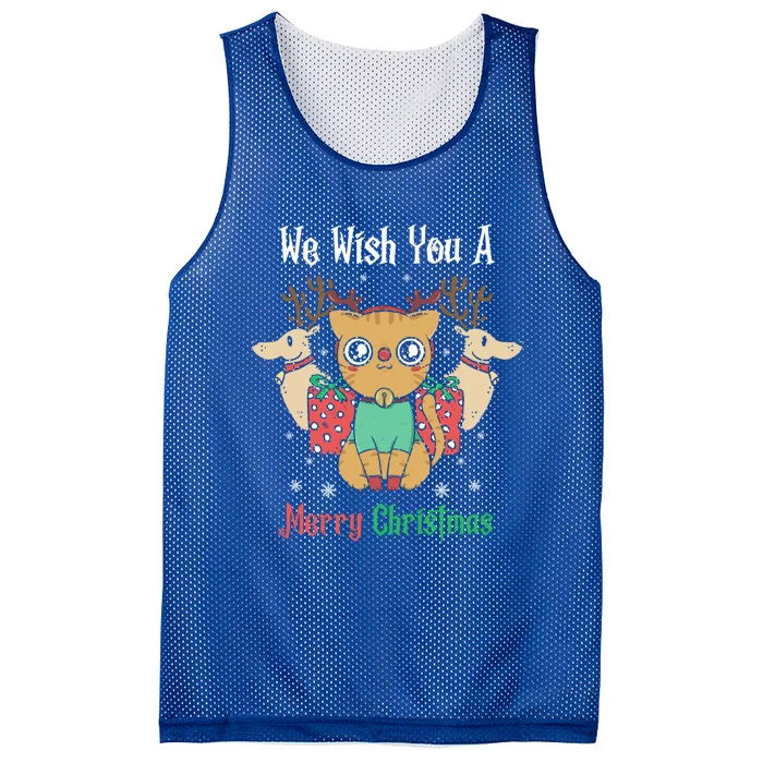 We Wish You A Merry Christmas Retro Cute Cat Lover Present Gift Mesh Reversible Basketball Jersey Tank