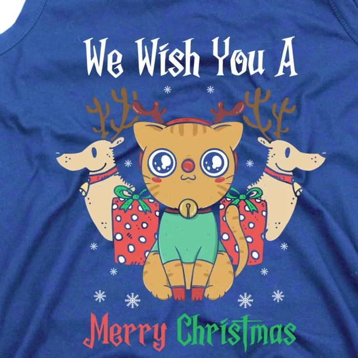 We Wish You A Merry Christmas Retro Cute Cat Lover Present Gift Tank Top