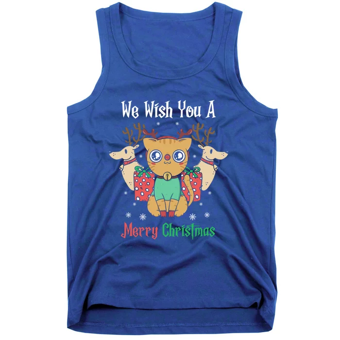 We Wish You A Merry Christmas Retro Cute Cat Lover Present Gift Tank Top