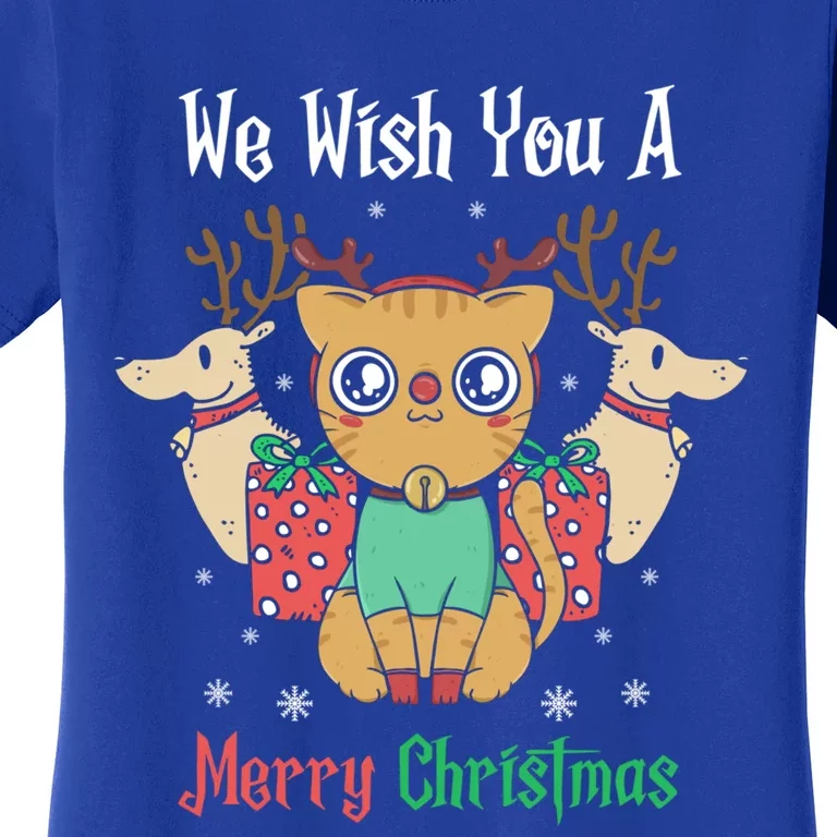 We Wish You A Merry Christmas Retro Cute Cat Lover Present Gift Women's T-Shirt