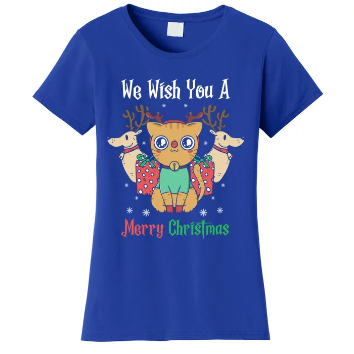 We Wish You A Merry Christmas Retro Cute Cat Lover Present Gift Women's T-Shirt