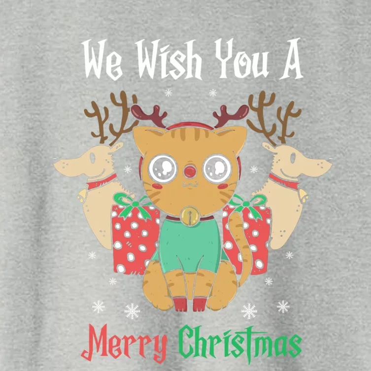 We Wish You A Merry Christmas Retro Cute Cat Lover Present Gift Women's Crop Top Tee