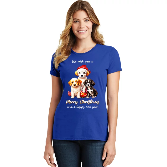 We Wish You A Merry Christmas With Christmas Puppies Gift Women's T-Shirt