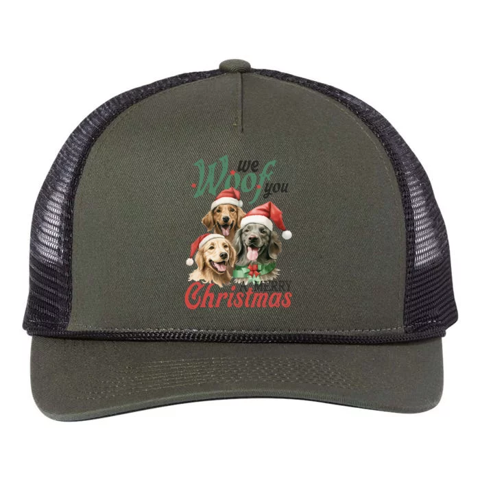 We Woof You A Merry Christmas Vintage Christmas Dogs Retro Rope Trucker Hat Cap