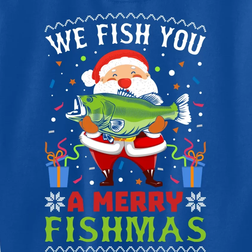 We Wish You A Merry Fishmas Funny Christmas Santa Fishing Cool Gift Kids Sweatshirt