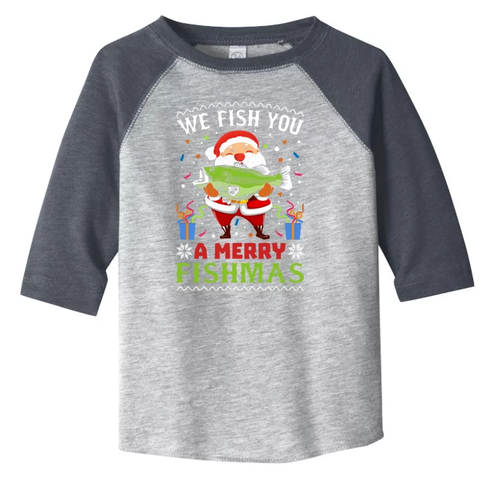 We Wish You A Merry Fishmas Funny Christmas Santa Fishing Cool Gift Toddler Fine Jersey T-Shirt