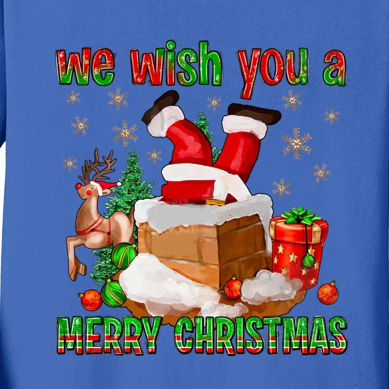 We Wish You A Merry Xmas Christmas Holiday Family Matching Cute Gift Kids Long Sleeve Shirt