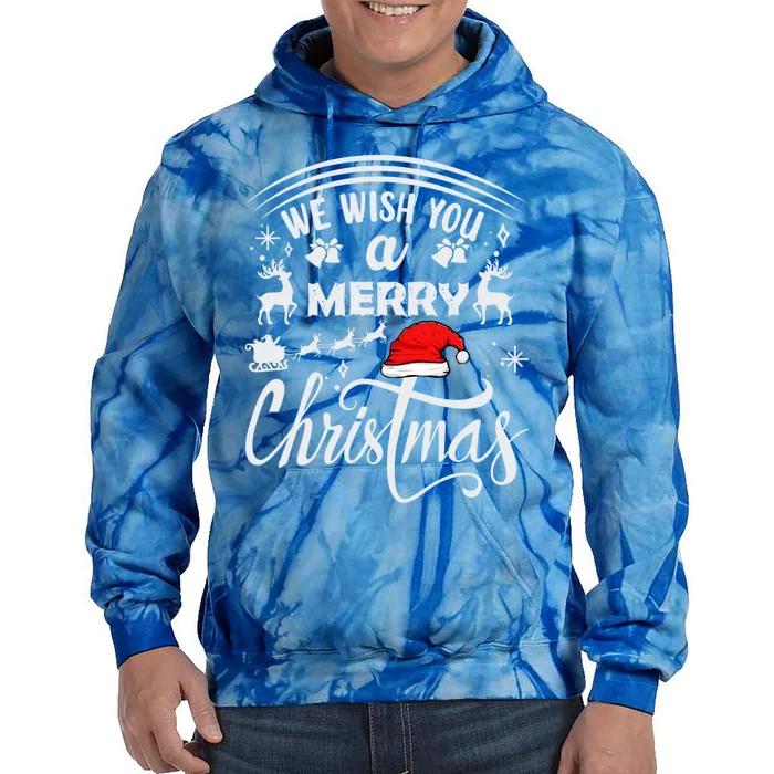 We Wish You A Merry Christmas Pajama Buffalo Santa Hat Cool Gift Tie Dye Hoodie