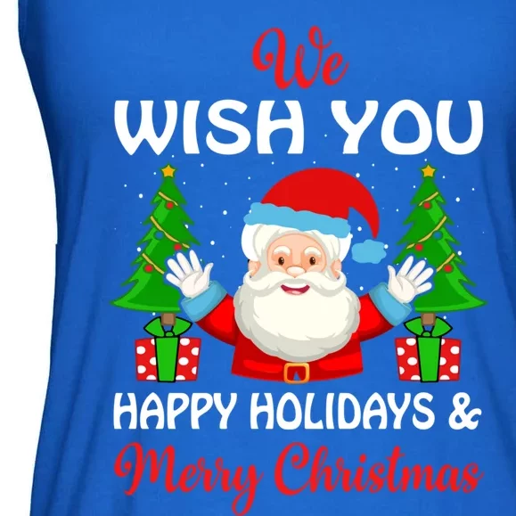 We Wish You Happy Holidays And Merry Christmas Meaningful Gift Ladies Essential Flowy Tank