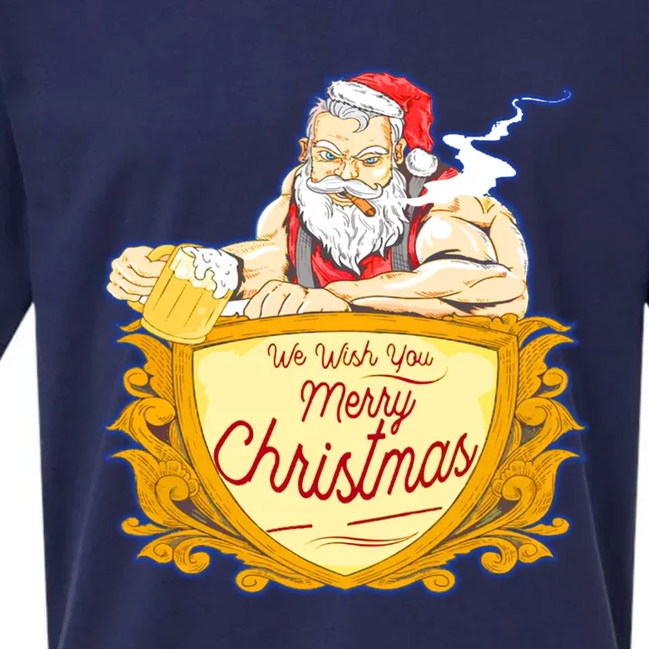 We Wish You Merry Christmas Costumes Santa Claus Art Great Gift Sueded Cloud Jersey T-Shirt