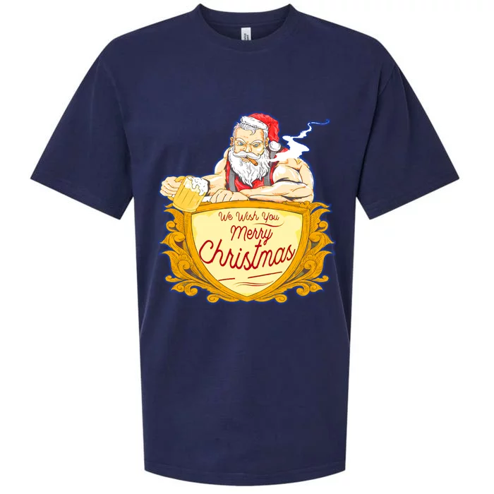 We Wish You Merry Christmas Costumes Santa Claus Art Great Gift Sueded Cloud Jersey T-Shirt