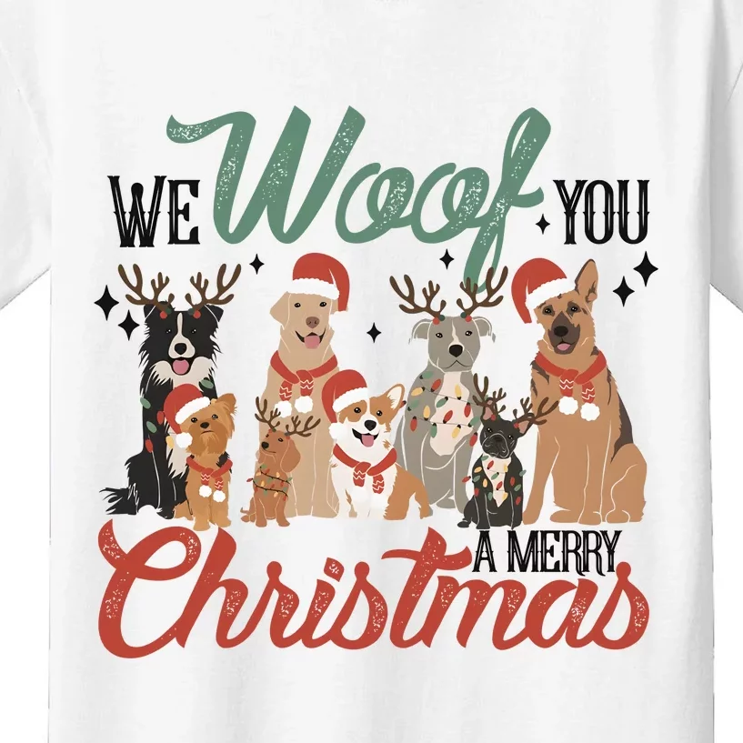 We Woof You A Merry Christmas Dog Xmas Kids T-Shirt