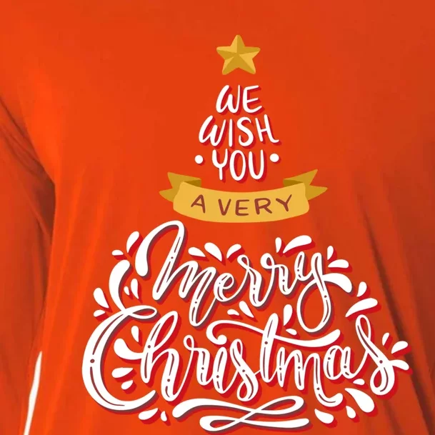 We Wish You A Merry Christmas Tree Xmas Family Holidays Gift Cooling Performance Long Sleeve Crew