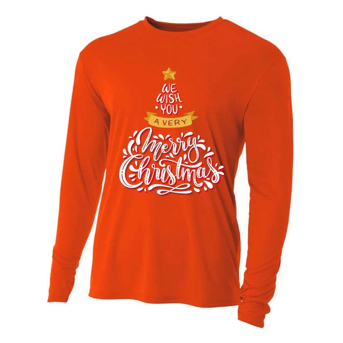 We Wish You A Merry Christmas Tree Xmas Family Holidays Gift Cooling Performance Long Sleeve Crew