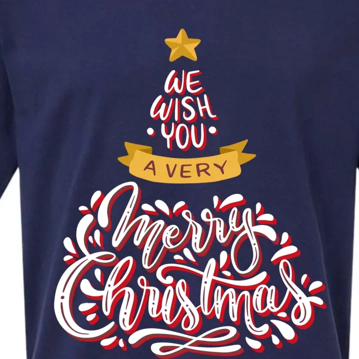 We Wish You A Merry Christmas Tree Xmas Family Holidays Gift Sueded Cloud Jersey T-Shirt