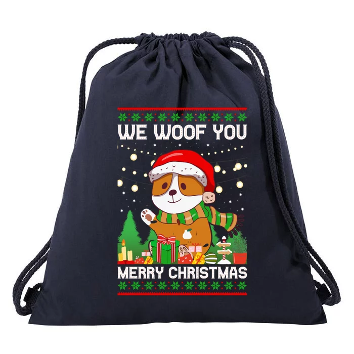 We Woof You A Merry Christmas Gift Drawstring Bag