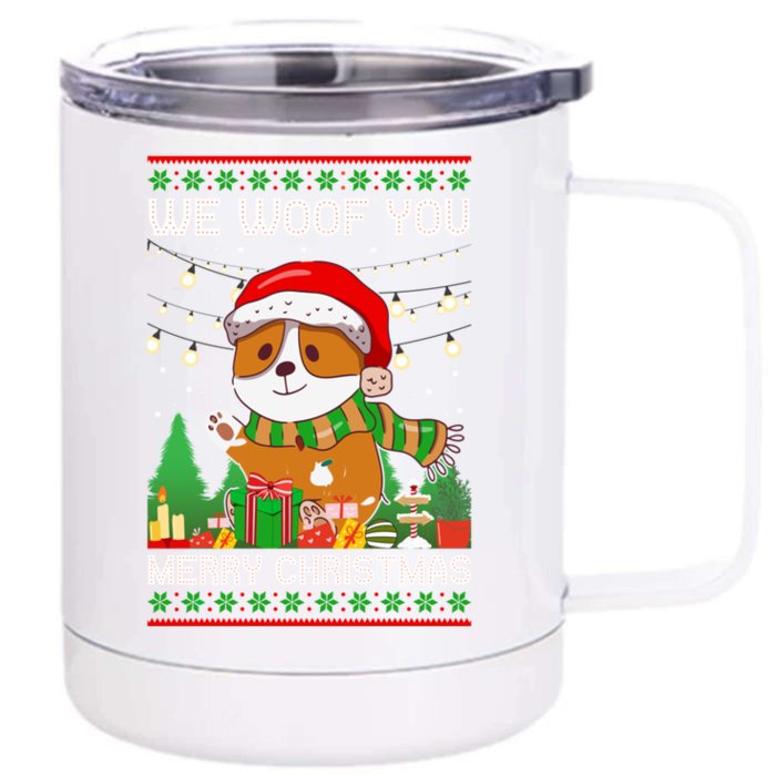 We Woof You A Merry Christmas Gift Front & Back 12oz Stainless Steel Tumbler Cup