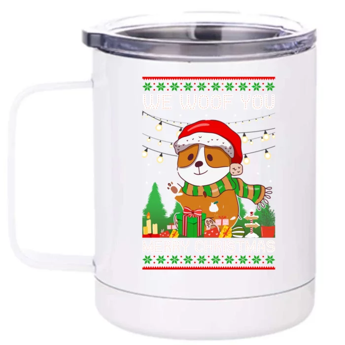 We Woof You A Merry Christmas Gift Front & Back 12oz Stainless Steel Tumbler Cup