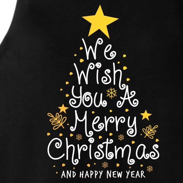 We Wish You A Merry Christmas And Happy New Year Star Tree Ladies Tri-Blend Wicking Tank