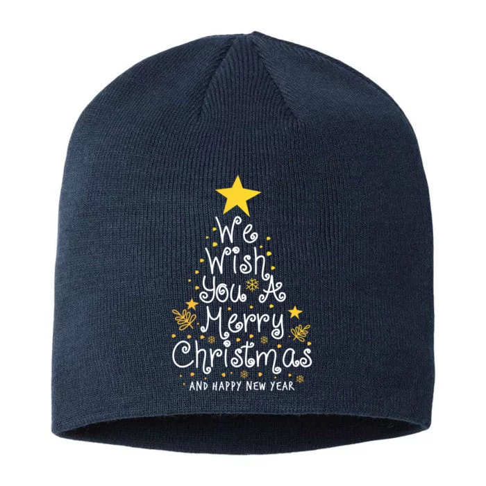 We Wish You A Merry Christmas And Happy New Year Star Tree 8 1/2in Sustainable Knit Beanie