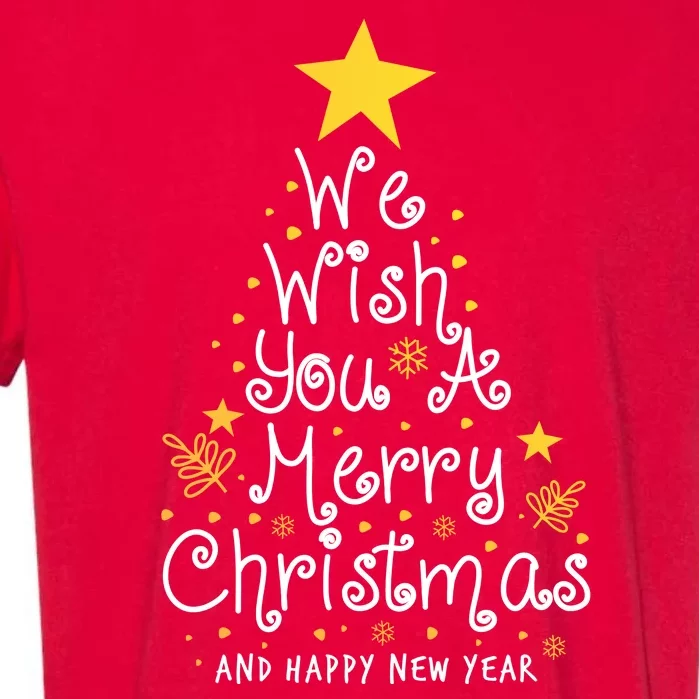 We Wish You A Merry Christmas And Happy New Year Star Tree Garment-Dyed Heavyweight T-Shirt