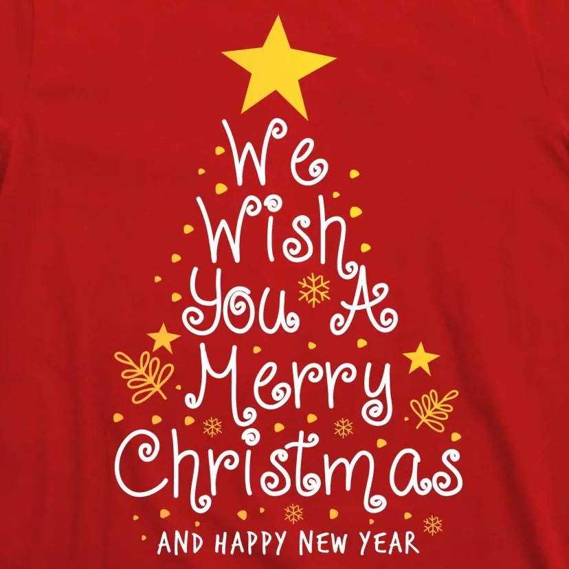 We Wish You A Merry Christmas And Happy New Year Star Tree T-Shirt