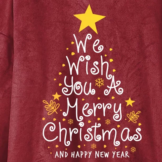 We Wish You A Merry Christmas And Happy New Year Star Tree Hooded Wearable Blanket