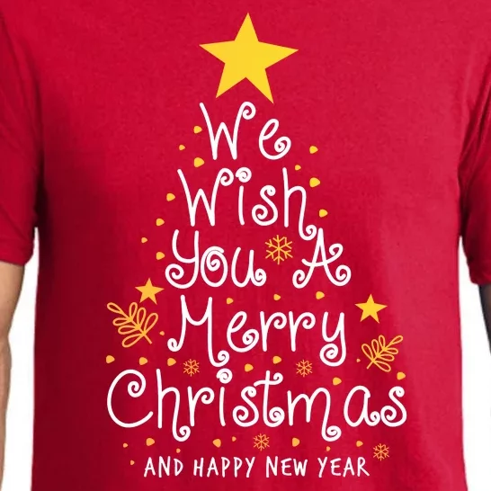 We Wish You A Merry Christmas And Happy New Year Star Tree Pajama Set