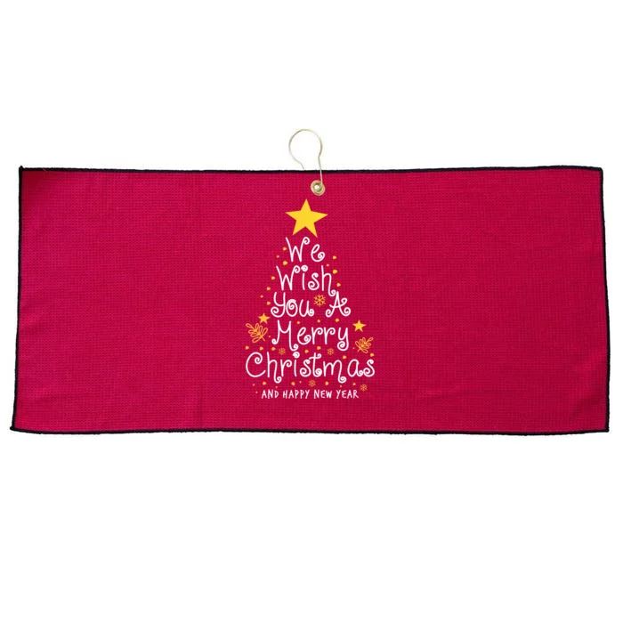 We Wish You A Merry Christmas And Happy New Year Star Tree Large Microfiber Waffle Golf Towel