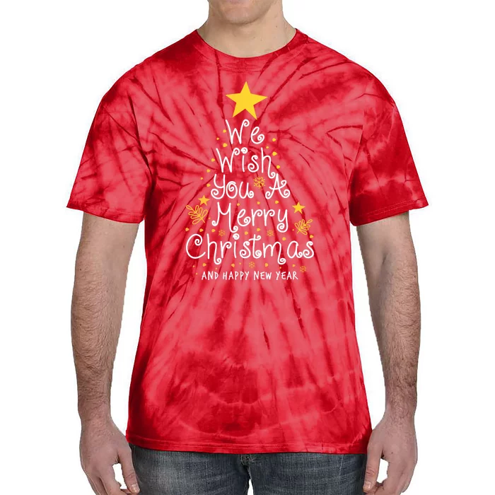 We Wish You A Merry Christmas And Happy New Year Star Tree Tie-Dye T-Shirt