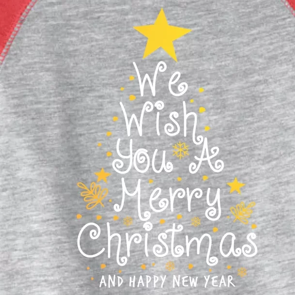 We Wish You A Merry Christmas And Happy New Year Star Tree Toddler Fine Jersey T-Shirt