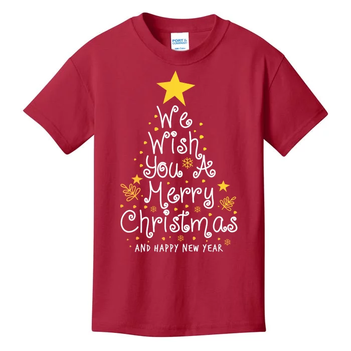 We Wish You A Merry Christmas And Happy New Year Star Tree Kids T-Shirt